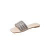 Slippers female summer wear new year's fairy wind pearl rhinestone sandals fashionable versatile flat bottom one-word