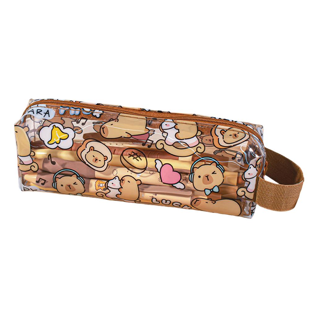 Cartoon Durchsichtige Bleistifttasche Wasserabweisende Stifttaschen Reißverschluss Bleistiftaufbewahrungstasche Große Kapazität für Frauen Mädchen Student