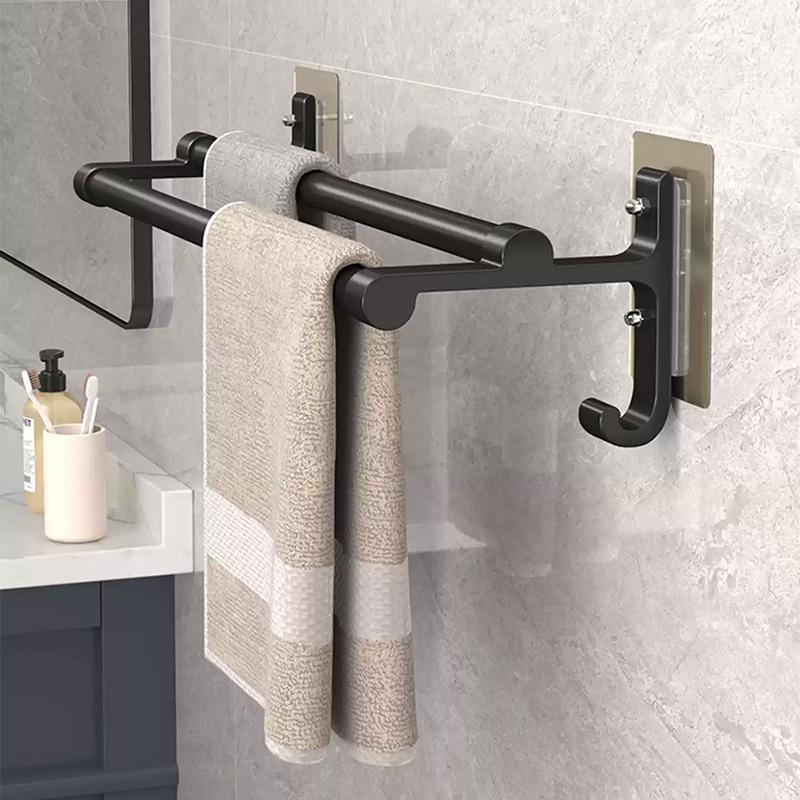 Non-drilling Towel Rack Double Layer Self Adhesive Bathroom Shower Bath Room Toilet Towel Holder Two Bars Hand Towel Holder Rail