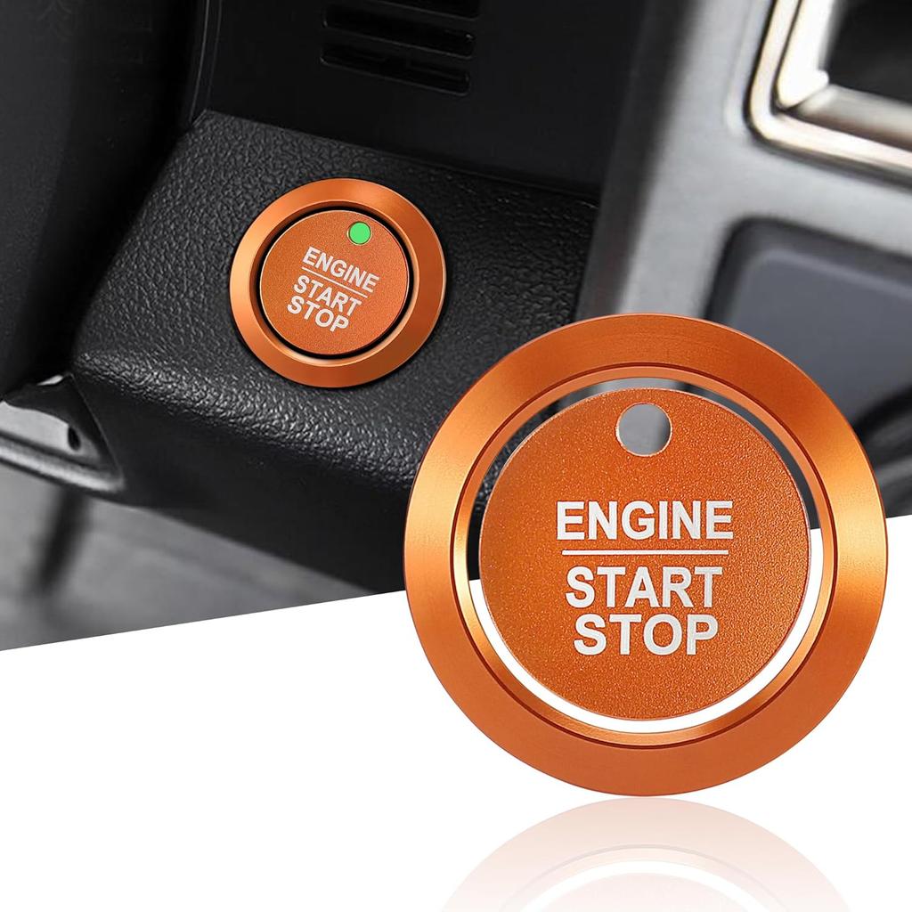 TOMALL Aluminum Engine Start Stop Push Button Cover Trim Compatible with Ford F-150 2016- Car Engine Ignition Start Button Cap Surrounding Trim Ring
