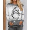 Penguin pattern women's T-shirt long sleeved 3D printed Christmas style