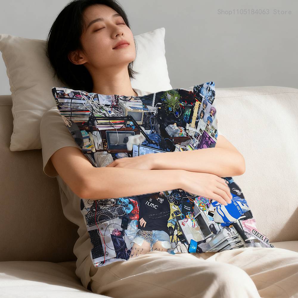N-Ninajirachi EDM I Love My Computer Pillow Case For Sofa Decor Car Office Room Printing Cushion Cover Decorations and Protector