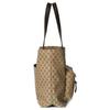Gucci GG Supreme Canvas Front Pocket Tote Bag With Web Stripe In Beige For Unisex Daily Use