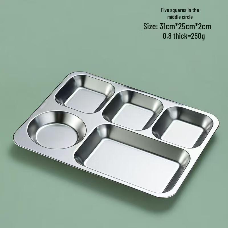 Food Grade 304 Stainless Steel Divided Canteen Tray