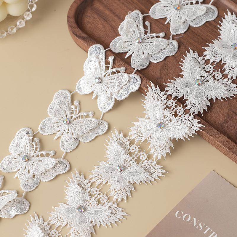 3D Butterfly Lace Trim Fabric  Sewing Accessories For Wedding Dress Clothing Diy Crafts Supplies Flower Decor Ribbon