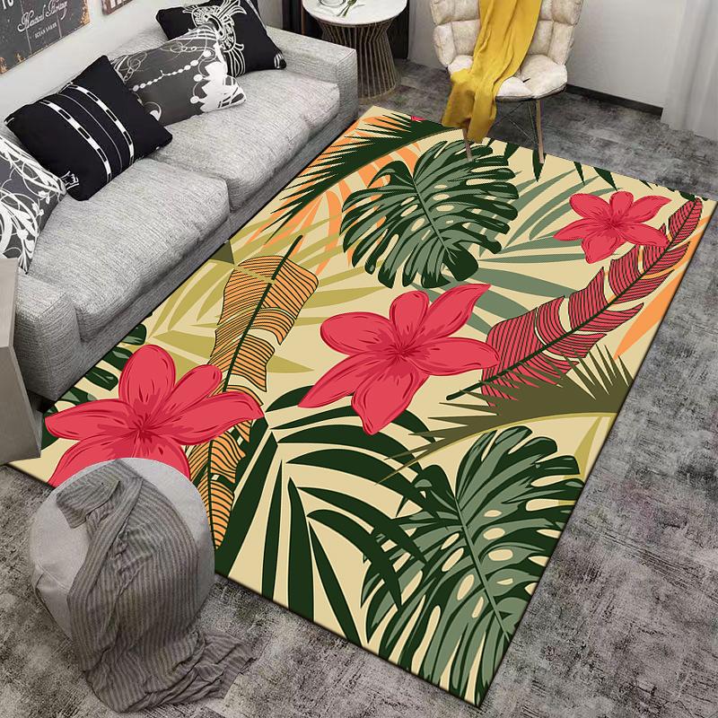 Tropical Floral Carpet, Vibrant Colors with Nature's Touch Suitable for use as an anti-slip game mat for living room and bedroom sofas