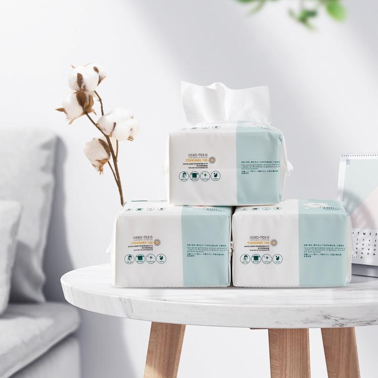 Dropshipping 100 Sheets Disposable Face Towel Natural Cotton Fabric Material 1 Ply Paper with Pull Bag 1 Ply Facial Tissues