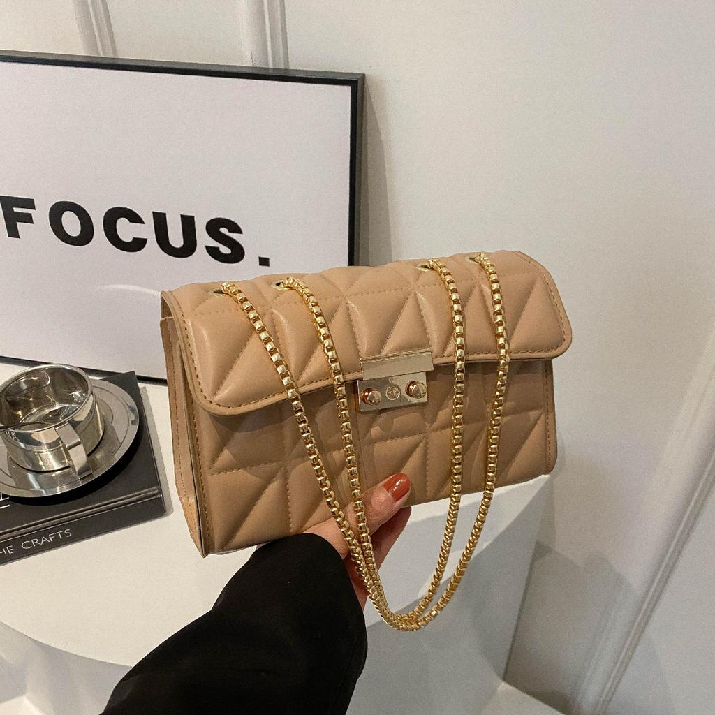 Foreign Style Lock Design Women'S Bag Rhombus Texture Women'S Handbag Casual Foreign Style Shoulder Messenger Bag