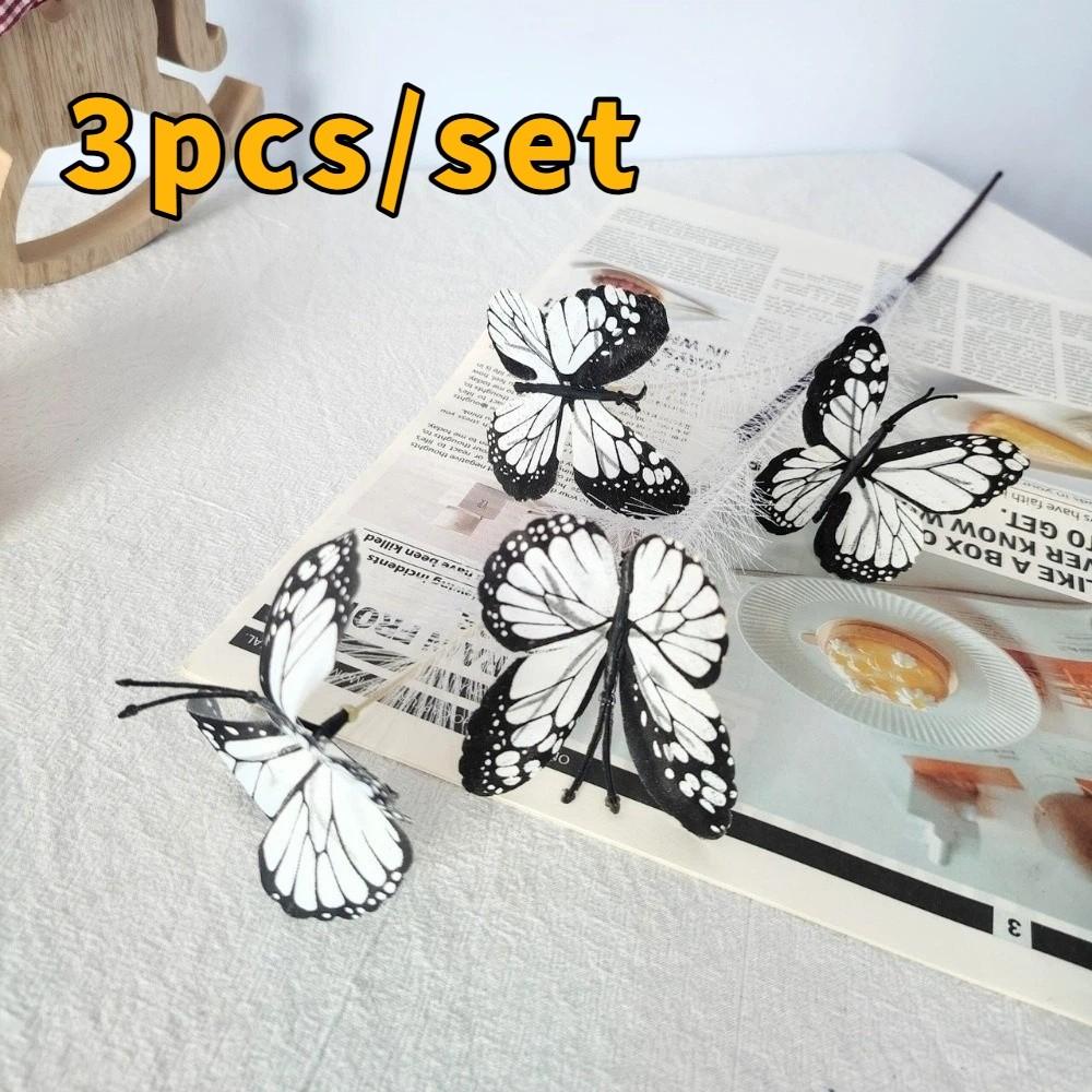 3pcs/set Multi-Color Artificial Butterfly Reed Lifelike Long Branch Butterfly Branch Bouquet Vivid Colors Butterfly Flowers