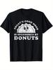 Unisex T-shirt Funny Donut Tee - Today's Good Mood Sponsored by Donuts Retro Shirt - Black with White Graphic - Reg