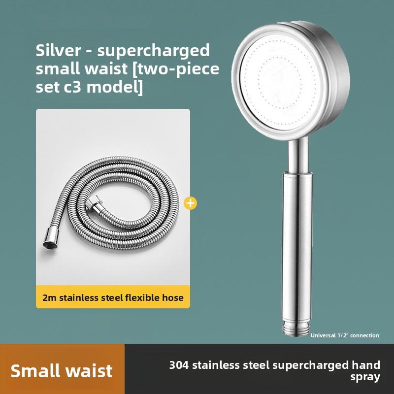 304 Stainless Steel Pressurized Shower Head, Little Waist Bathroom Pressurized Shower Head Hose Set