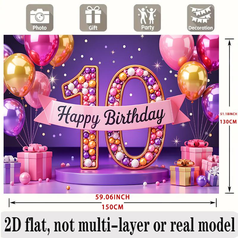 Party Backdrop 10Th Birthday Flat Designed Serves Photos Well Photo Background Decor Birthday Party Decor