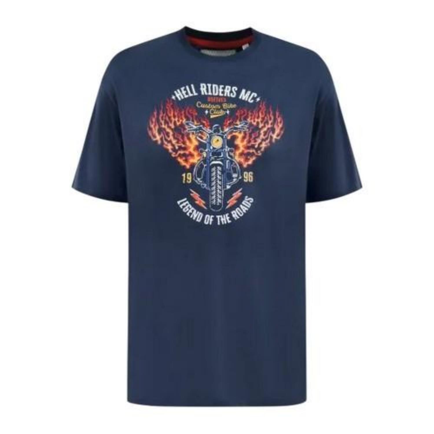 Duke Mens Hockney D555 Motorbike With Flame Wings Kingsize T-Shirt S чёрный