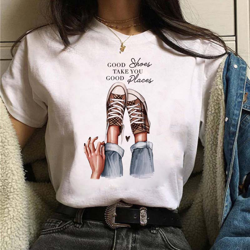 Cotton Tee Maycaur Casual Women's T-shirt New Funny Black Woman Top Tees Harajuku 90s Fashion Round Neck Short Sleeve Lady T Shirt Clothes