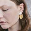 Spring Gold And Silver Color Matching Irregular Texture Pattern Round S925 Silver Needle Earrings Niche Personalized Earrings