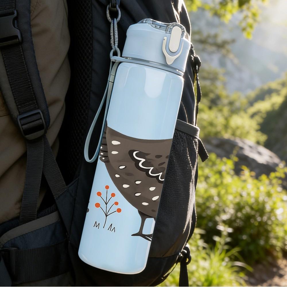 1PC Farm Hen Chicken Illustration 750ml Color Plastic Sports Water Bottle Leakproof Flip Straw Lid Suitable for Sports Office Home Use
