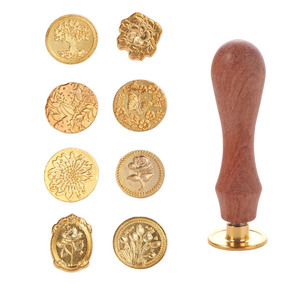 8/10/12 szt. Zestaw pieczęci lakierowanych retro z głowicą mosiężną Zestaw pieczęci lakowych Zaproszenia Karty Koperty