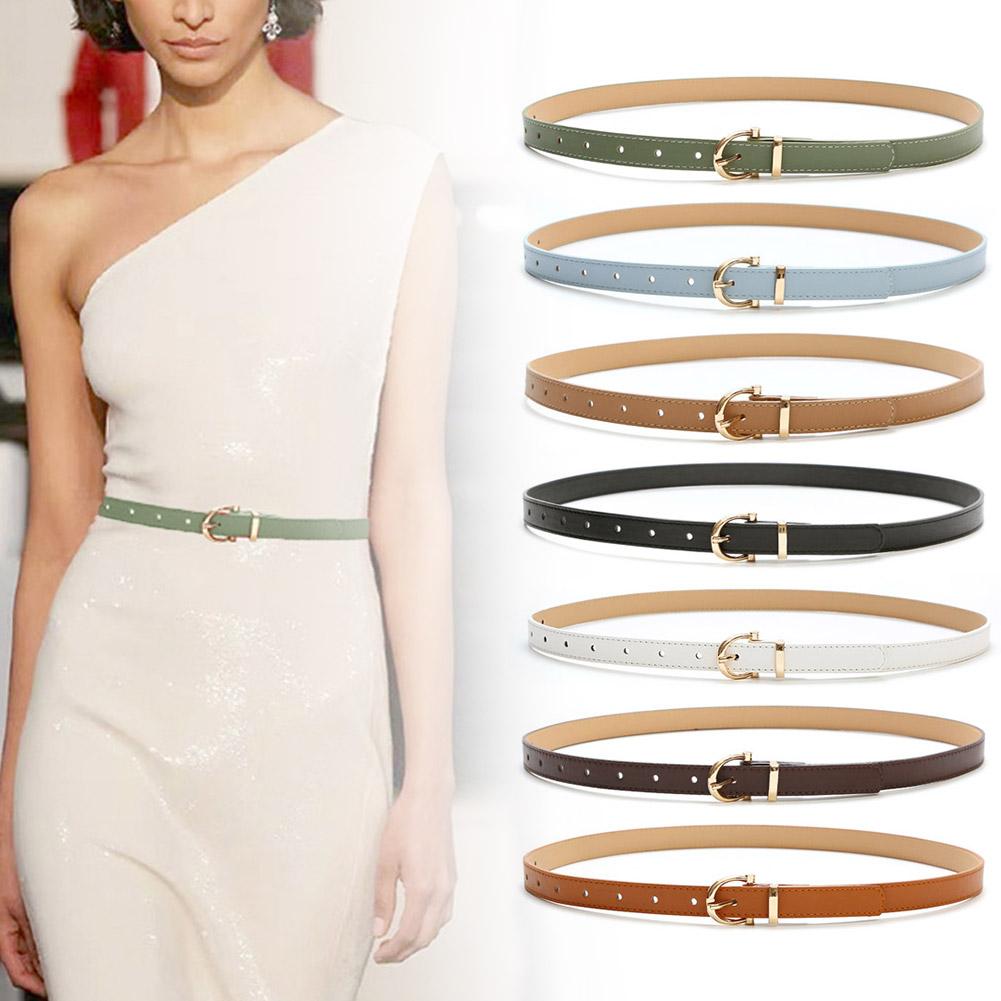 Women Golden Color C-Body Buckle Leather Belt Korean Belt Version Fashion Fine C3P4