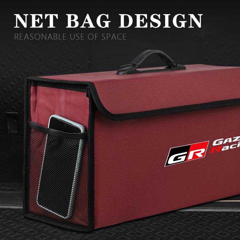 Car Trunk Storage Box Leather Sundries Organizer Bag For S7 86 Mirai Supra Prado Alphard Vellfire Crown Sequoia Prius Yaris JH7