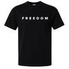 Freedom Text Minimalist Graphic White Sans Serif Font Black Cotton T-Shirt Tee
