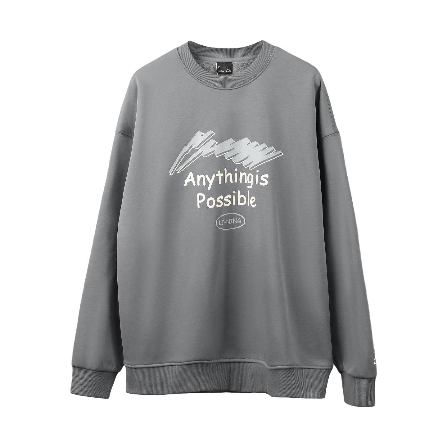 Li-Ning Утепленный флисовый теплый антистатический свитшот с круглым вырезом мужской свитшот AWDVP43-2 L