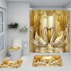 Luxurious Golden Swans and Curtains Bathroom Set - Waterproof Shower Curtain, Toilet Lid Cover, Bath Mat, and Contour Mat