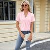 Women's Spring and Summer New, V-neck Jacquard, Loose Tops, Lapel Swallowtail, Short Sleeve T-shirt
