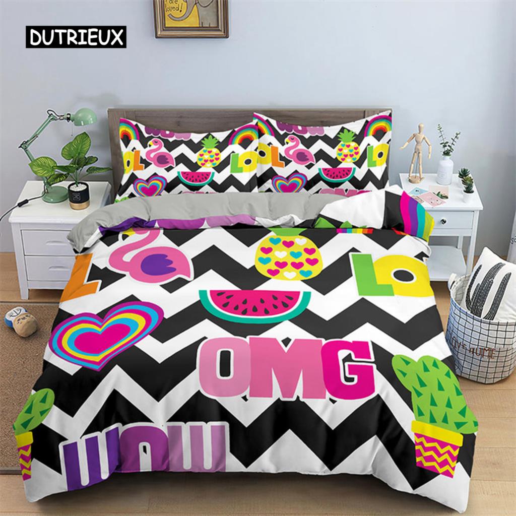 3D Unicorn Duvet Cover Cartoon Style Bedding Set Luxury Twin Full For Kids Boys Girls Microfiber Comforter Cover Home Textile