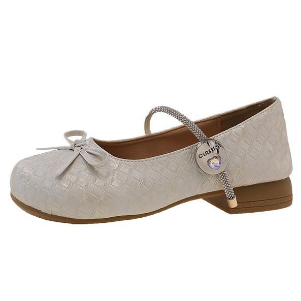 Shallow Mouth with Skirt 2025 New Single Shoes Women's Bow Summer French Round Head Thick Heel One-word Buckle Mary Jane Shoes