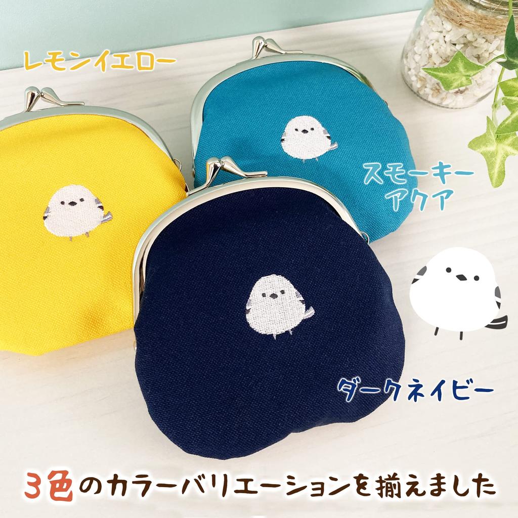 Kinagani Shimaenagata Clasp Purse Medicine Supplement Coin Mobile Phone Made in Japan with Canvas Fabric (Lemon Yellow) Wallet, Case, Case, Purse,