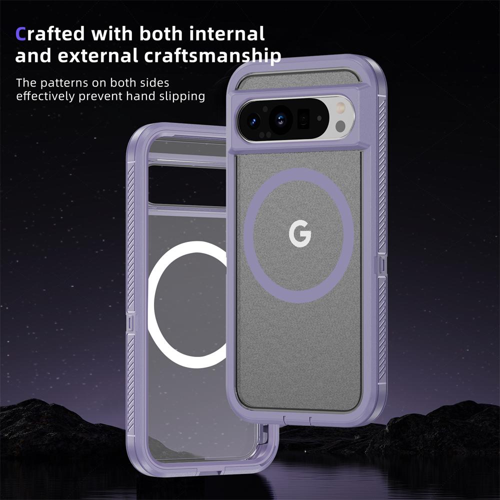 Magnetic Shockproof Armor Phone Case for Google Pixel 9 8 Pro 8A Luxury Military Protection Matte Bumper Hybrid PC Back Cover