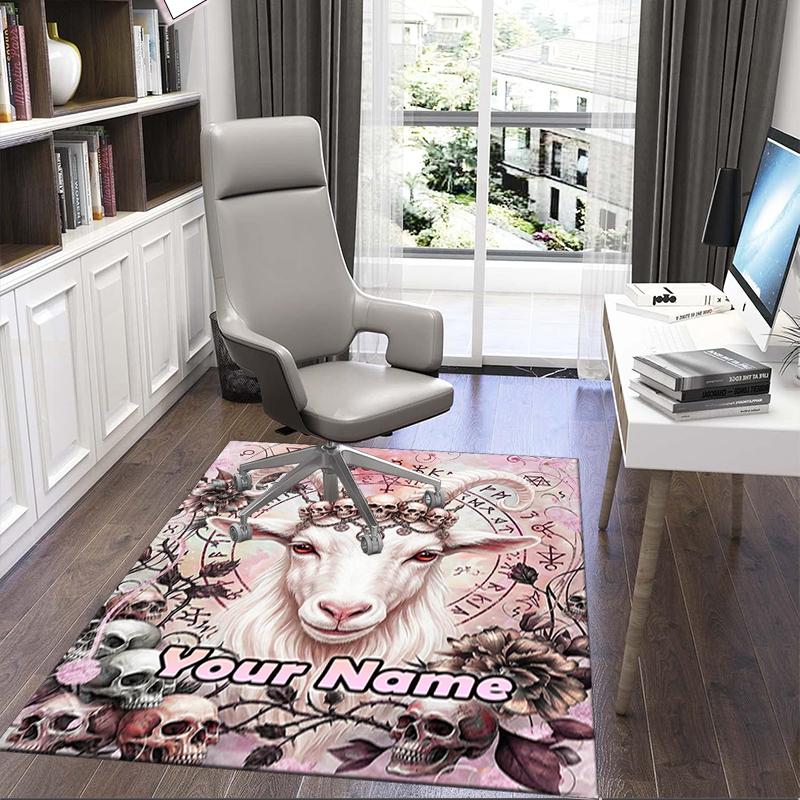 1PC Custom Name "Magickal Goat's Crown" Theme Floor Mat Ideal for Living Room, Game Rooms, Office, Bedroom,Floor Mat Playful Design
