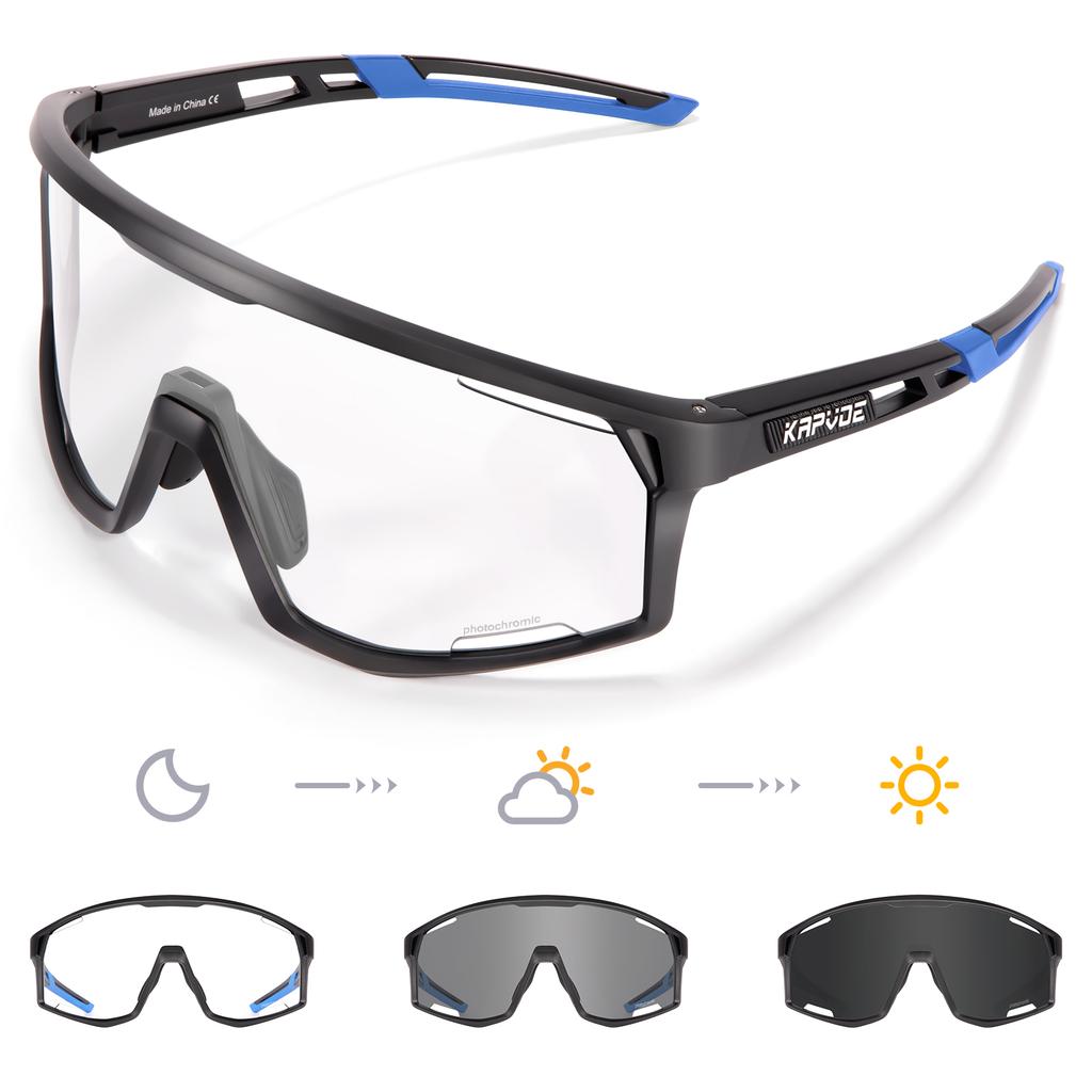 Kapvoe Photochromic Cycling Glasses UV400 MTB Clear Mountain Bike Transition Bicycle Sunglasses for Men Women Sports Eyewear