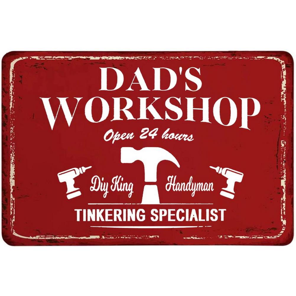 Dad's Garage Workshop Repair Shop 24 Hours Service Vintage Metal Tin Signs Retro Iron Picture Bar Cafe Garage Gym Pub Decor