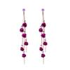 European and American purple diamond-encrusted rose flower ethnic style female simple long fringed rhinestone earrings