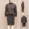 Women's 2 Piece Skirt Set High Neck Batwing Sleeve Sweater Bodycon Split Skirt Set Casual Fall Winter Knit Outfits