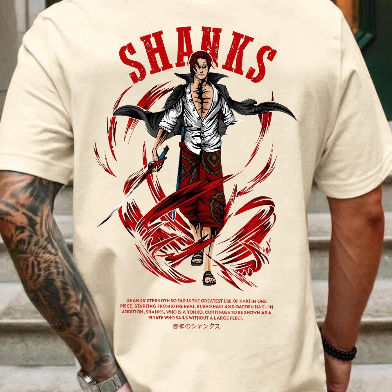 

ONE PIECE Shanks Summer T-shirt Men Women Leisure Sports Street Retro Fitness Loose Comfortable Cotton Oversized Short Sleeves XL