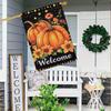 1pc Double-Sided Polyester Garden Flag, Thanksgiving Pumpkin Welcome Design, Outdoor Lawn Decor, Festive Yard Decoration, Flag Only