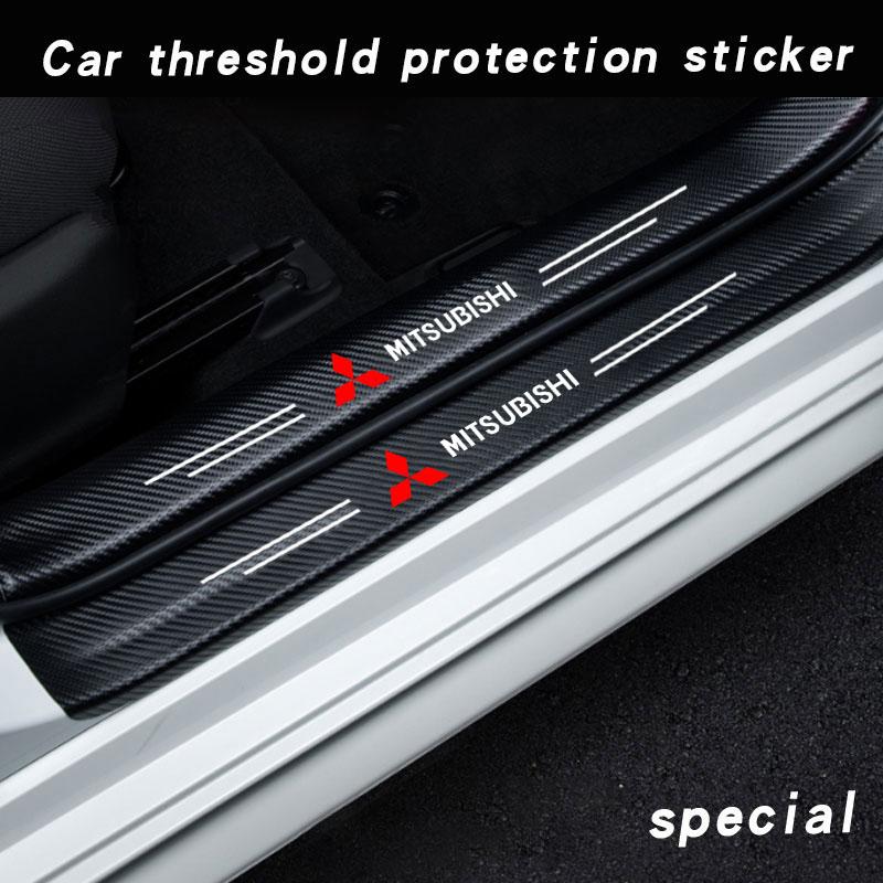 Car Carbon Fiber Door Sill Welcome Pedal for Mitsubishi Pajero Sport Eclipse Cross L200 Colt Delica Ralliart Triton Accessories