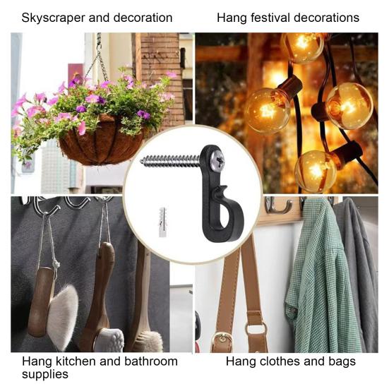 Christmas Light Hooks Plant Cabinet Ceiling Hook Stainless Steel Screw Hook for String Lights Garden Decor Keys