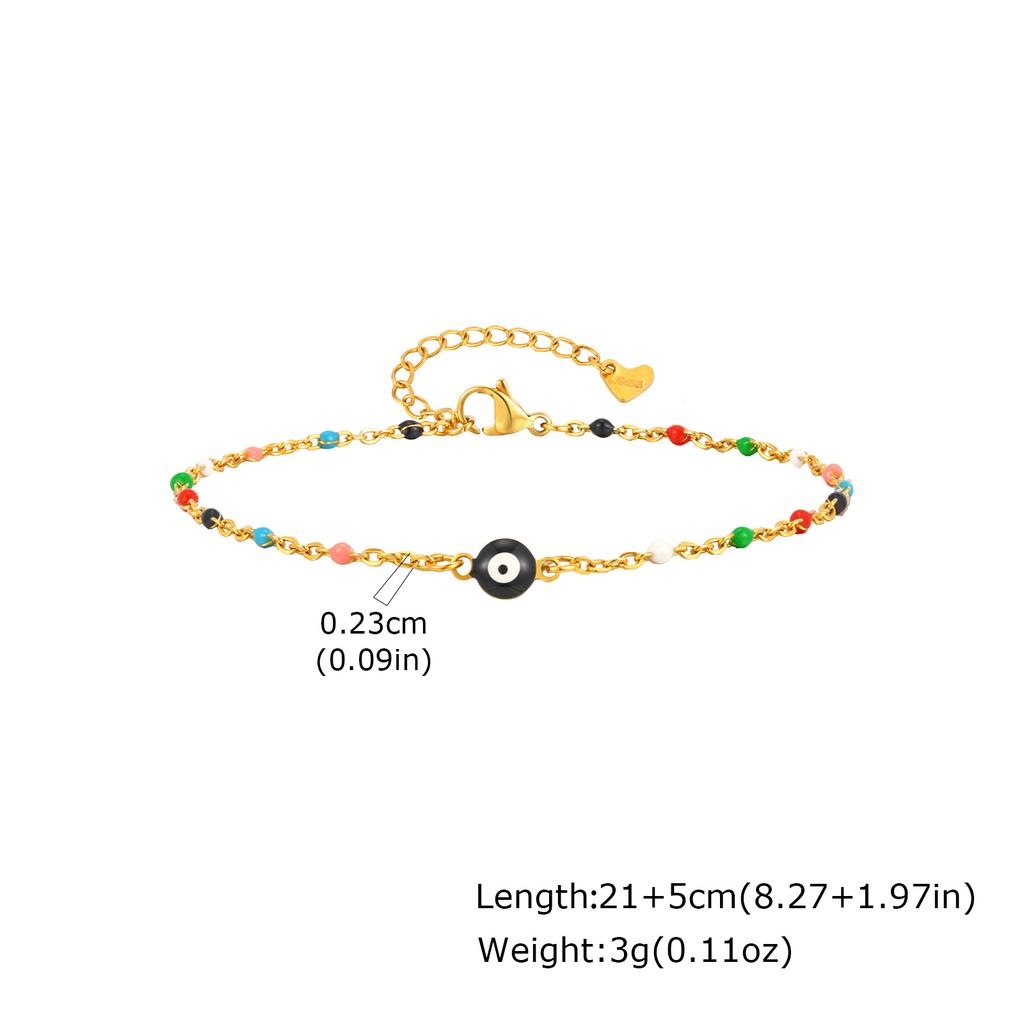 Vnox Vintage Evil Eye Anklets For Women,Religious Metal Enamel Beads Chain Bracelets Ankle Chain, Adjustable Steel Foot Jewelry