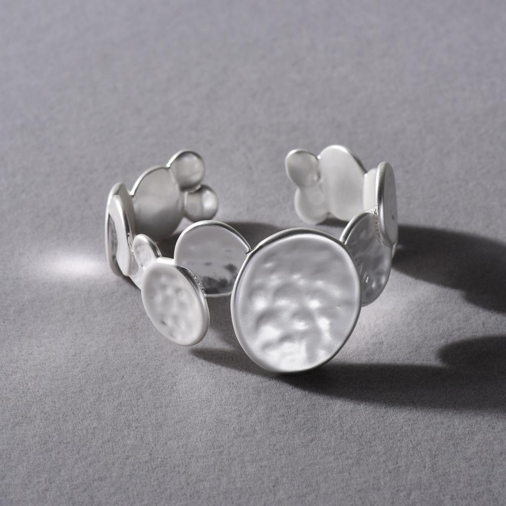 Geometric Popular Personality Irregular Disc Wind Ring Simple Light Luxury Bracelet Premium S925 Silver Needle Earrings