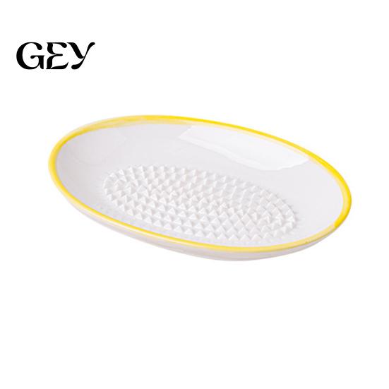 Kitchen Prep Tool Ceramic Garlic Grater Plate for Food Prep, Multifunctional Ginger And Parmesan Mincer Dish, Non Slip Masher Bowl Cheese Nutmeg