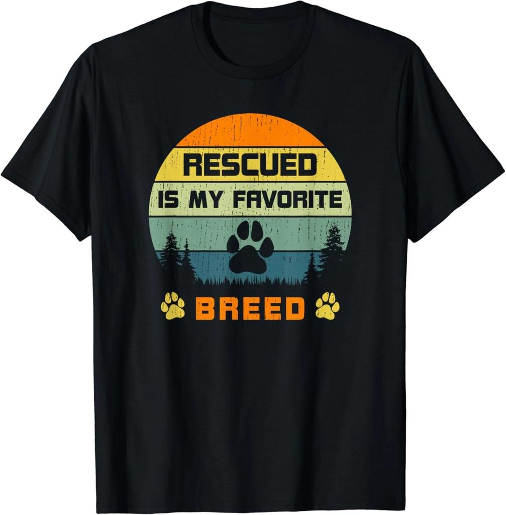 Love Dogs Rescue Rescued Is My Favorite Breed Vintage Paw Gift Unisex T-Shirt
