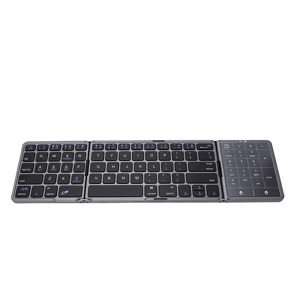 Portable Foldable Keyboard with Touchpad Rechargeable Bluetooth Travel Keyboard for Smartphones Tablets Laptops