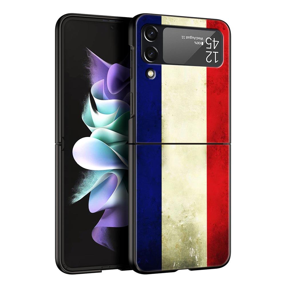 Phone Case for Samsung Galaxy Z Flip 3 4 5 6 Folding Black Shell National Flag RU FR UK For Samsung Z Flip4 Flip5 PC Hard Cover