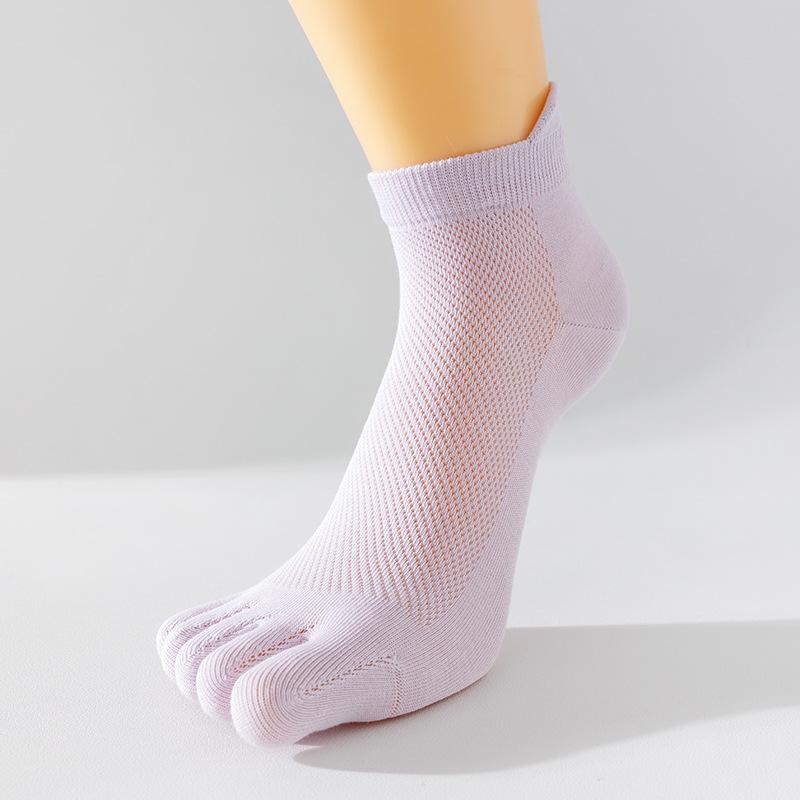 Female Summer Mesh Cotton Anti Pilling Anti Skid Short Tube Five Finger Socks
