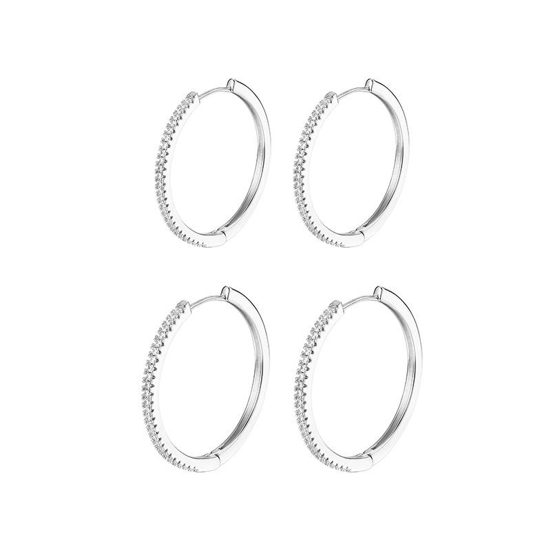Gold & Silver Rhinestone Zirconia Hoop Earrings for Women - Luxurious, Versatile, Exaggerated Circle Design