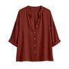Women’s Fashion Solid Stand Collar Button Up Shirt Casual Loose Fit Top with Three Quarter Sleeves and Relaxed for Everyday Wear