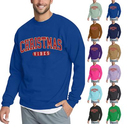 Christmas Print Loose Fit Round Neck Sweatshirt For Men